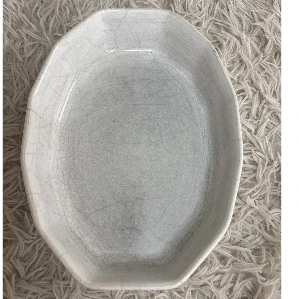 RARE Vintage Pfaltzgraff Dish/ White Heritage Stoneware Crackle Glaze‎